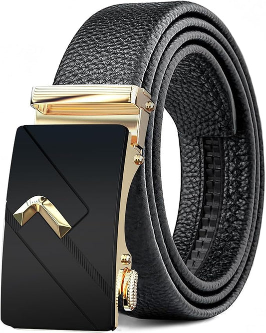 Men's Belt,Leather Ratchet Dress Belts with Sliding Adjustable Belts Dress Casual Jeans Comfort Trim to Fit
