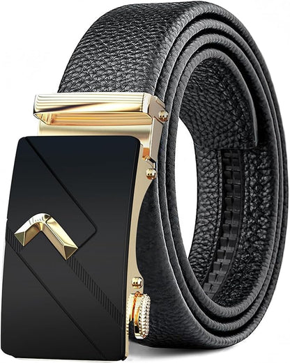 Men's Belt,Leather Ratchet Dress Belts with Sliding Adjustable Belts Dress Casual Jeans Comfort Trim to Fit