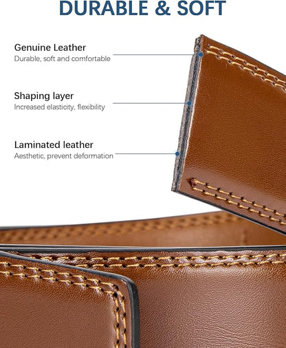 BOSTANTEN Mens Belt Leather Ratchet Belt For Men Dress and Casual with Adjustable Buckle, Trim to Fit