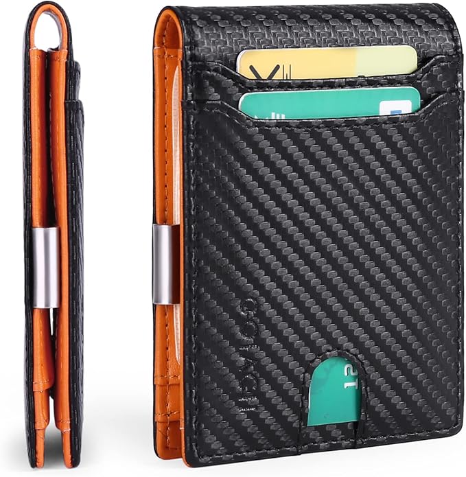 Slim Money Clip Wallet for Men RFID Blocking Bifold Minimalist Front Pocket Wallet, Credit Card Holder for Men Gift