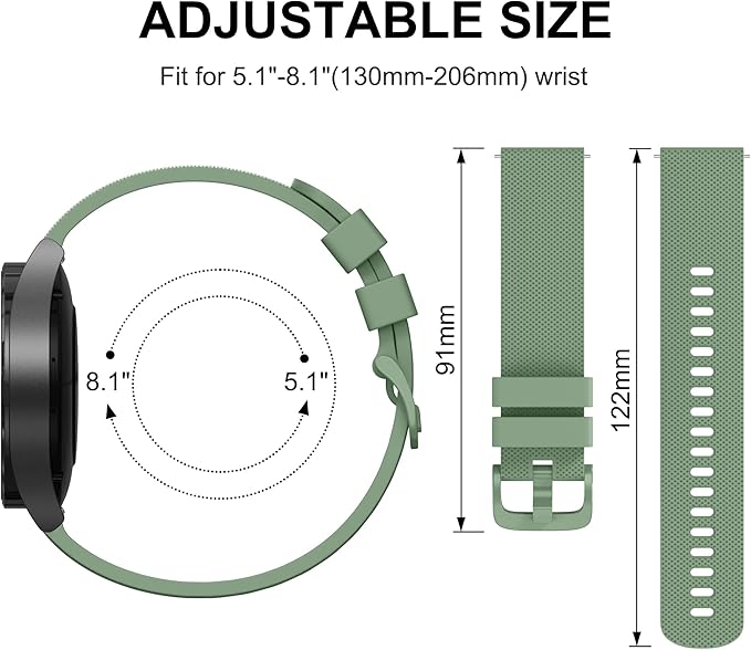 Vanjua 20mm Watch Bands Quick Release Replacement Wristband, 4 Pack Soft Silicone Waterproof Sport Straps Band for Men Women