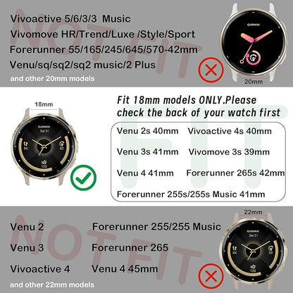 5 Pack 18mm Silicone Watch Band Compatible with Garmin Vivoactive 4S/Vivomove 3S/Venu 3S 41mm/Venu 4 41mm/Venu 2S/Forerunner 255S/265S, Quick Release Soft Sport Straps for Women Men