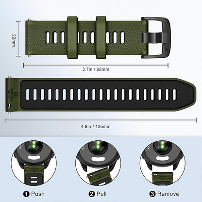 ISABAKE 22mm Watch Band for Gamrin Forerunner 265/Forerunner 255/Vivoactive 4 45mm/Venu 2/Venu 3, Silicone Quick Release Replacement Wristband