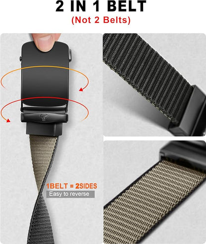 BULLIANT Men Belt-Reversible Ratchet Belt Stretchable for Gift Men Work Casual Golf 1 3/8"-Cut For Fit -2 In 1Belt