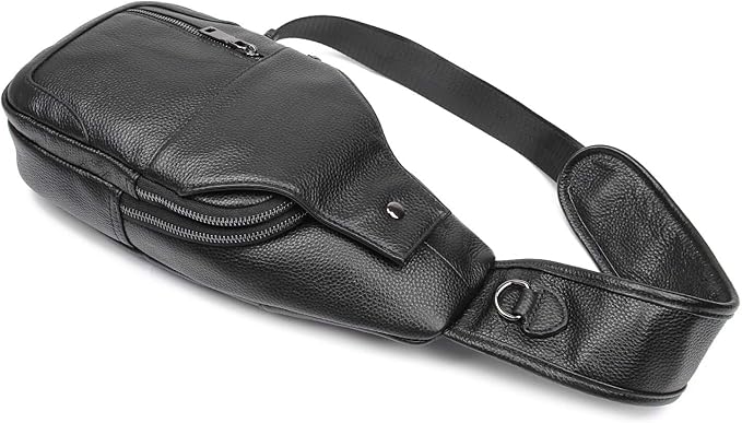 Polare Cowhide Leather Waterproof Casual Daypack Sling Shoulder Chest Crossbody Bag For Men