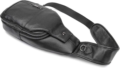 Polare Cowhide Leather Waterproof Casual Daypack Sling Shoulder Chest Crossbody Bag For Men