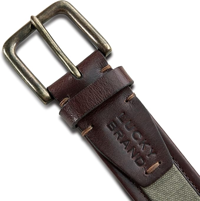Lucky Brand Men's Jeans Leather Belt| Classic| Casual| Dress| Everyday| American Heritage| Genuine Leather| Metal Buckle