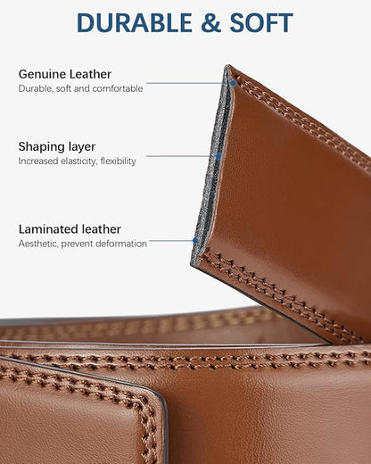 BOSTANTEN Ratchet Leather Belt For Men 2 Pack Dress and Casual with Adjustable Buckle, Trim to Fit