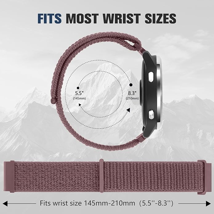18mm 20mm 22mm Hook and Loop Watch Band Compatible with Garmin Vivoactive 5/ Vivoactive 6/ Vivoactive 3, Soft Nylon Breathable Sport Strap for Venu 2S/ Venu3S/ Forerunner 265s,Venu 3/ Venu 2 Men Women