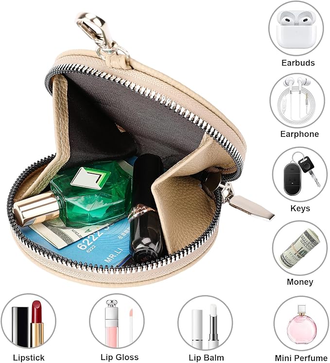 FALAN MULE Coin Purse Small Leather Pouch Wallet Round Zipper Change Pouch for Women