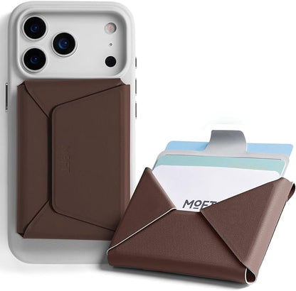 MOFT Magsafe Wallet, Slim Magnetic 8 - Card Holder, Snap Field Wallet with Pull to Access Design, RFID Blocking, MOVAS Veagn Leather Minimalist Travel Wallets for Men & Women,Brownie