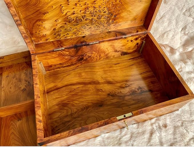 Hand Carved Wooden Multipurpose Keepsake Jewelry Decorative Art Box Storage Organizer (Large wood Box,Antique) (X-Large With Lock 2)