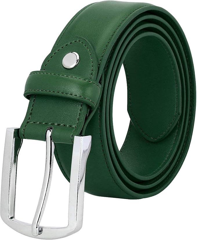 Falari Men Genuine Leather Casual Dress Belt With Single Prong Buckle, Classic Style Belt