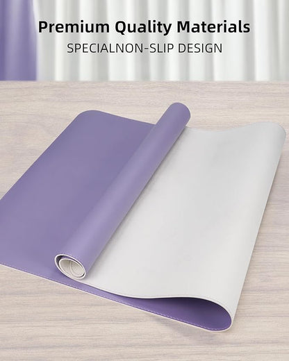 Leather Desk Pad Protector, Purple Desk pad, Office Desk Mat, Non-Slip PU Leather Desk Blotter, Laptop Desk Pad, Waterproof Desk Writing Pad for Office and Home (Light Purple, 31.5" x 15.7")