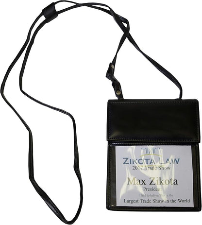 DACASSO Black Bonded Leather Badge Holder - Luxury Leather Badge Holder & Office Accessories