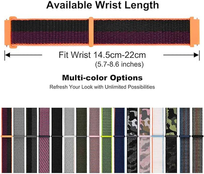 WOCCI 20mm Adjustable Nylon Watch Band, Quick Release Sport Loop Strap (Dark Berry)