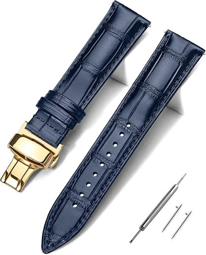 EACHE Croco Design Leather Watch Bands for Men Women,Quick Release Strap with Butterfly Deployment Buckle 18mm 19mm 20mm 21mm 22mm 23mm 24mm