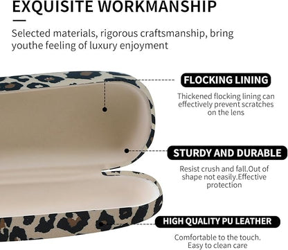 PERFECTSIGHT Hard Shell Eyeglasses Case, PU Leather Protective Glasses Case, Cute Eyeglass Case for Women Men Girls