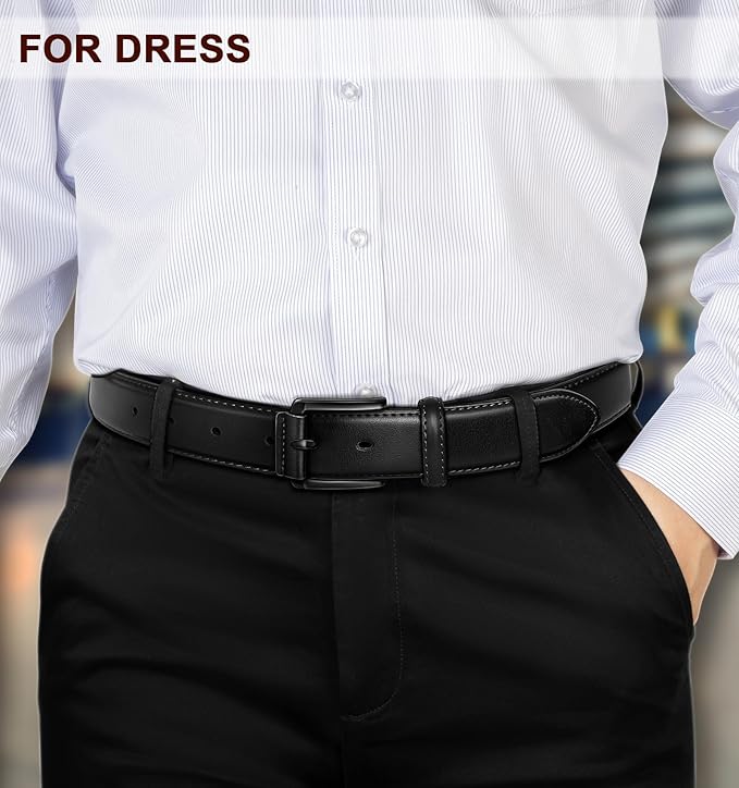 KEMISANT Men Belt-Genuine Leather Belt for Men Dress Casual Golf Jeans 1 3/8"