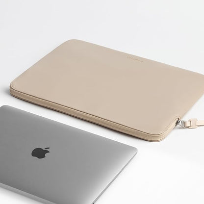 Comfyable Leather Laptop Sleeve Compatible with 16 Inch MacBook Pro M5 Pro/Max & 15 Inch MacBook Air M5 2026 (Loose Fit), Dark Beige