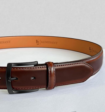 KEMISANT Men Belt-Genuine Leather Belt for Men Dress Casual Golf Jeans 1 3/8"