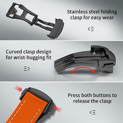 ULLCHRO Watch Strap Watch Band 20mm 22mm Man Waterproof Quick Release Bands Sport Replacement Strap Soft FKM Rubber Watchband