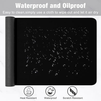 Hsurbtra Desk Pad, 48" x 17" PU Leather Desk Mat, XXXL Extended Mouse Pad, Waterproof Desktop Blotter Protector, Non-Slip Ultra Thin Large Laptop Keyboard Writing Mat for Office Home, Black