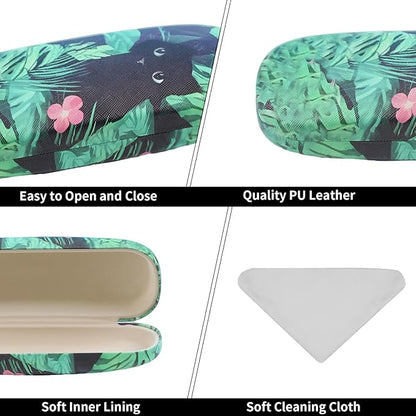 PERFECTSIGHT Hard Shell Eyeglasses Case, PU Leather Protective Glasses Case, Cute Eyeglass Case for Women Men Girls