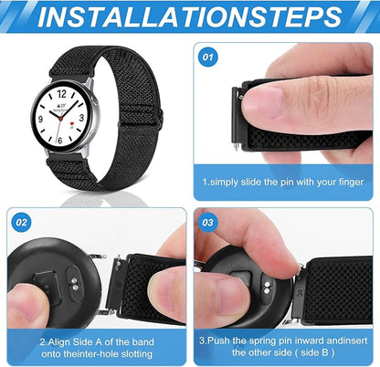 Compatible with 16mm 18mm 19mm 20mm 22mm 24mm Watch Bands Quick Release Replacement Wristband,Adjustable Stretchy Nylon Solo Loop Straps Fabric Braided Sport Elastic Bands for Men Women