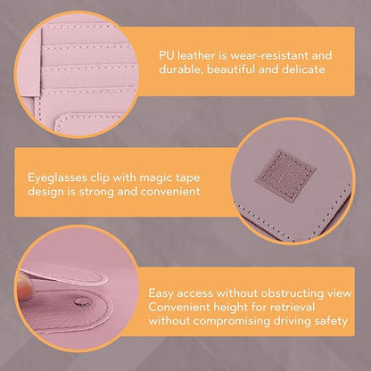 Car Sun Visor Organizer, Multifunctional Auto Visor Document Holder with Sunglasses Clip, Universal Car Interior Accessories Organizer for Drving License, Card, Pen (Pink)