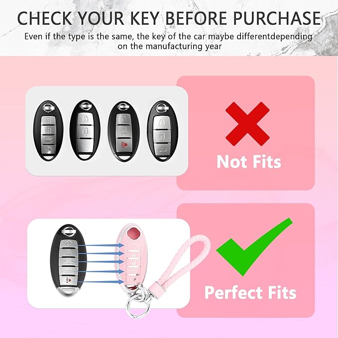 carleef 5 Button Key Fob Cover with Key Chain,TPU Car Key Cover for All Around Protection,Key Fob Protector Compatible with Nissan(for Nissan)