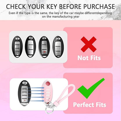 carleef 5 Button Key Fob Cover with Key Chain,TPU Car Key Cover for All Around Protection,Key Fob Protector Compatible with Nissan(for Nissan)