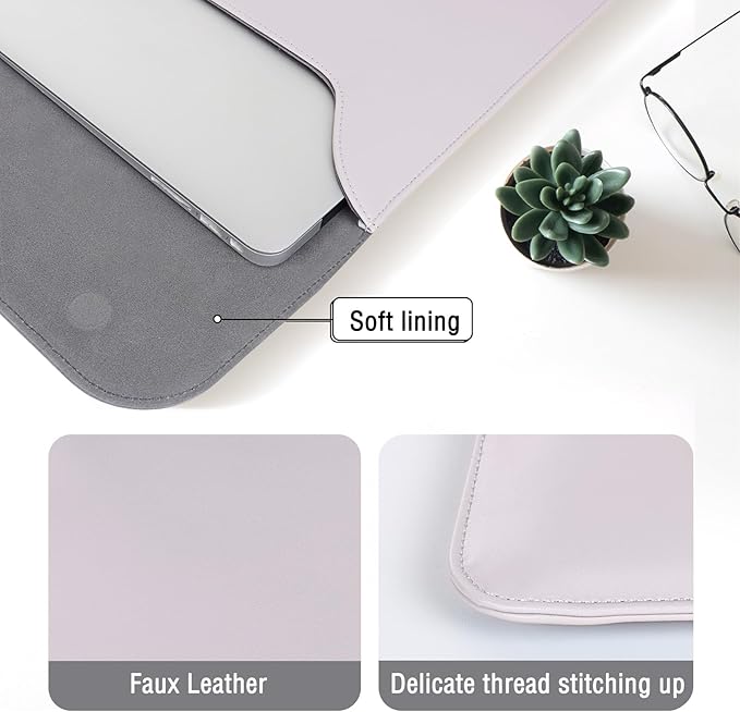 MOSISO Laptop Case 13.3 inch, 13-13.3 inch Laptop Sleeve Compatible with MacBook Neo 13 A18 Pro A3404 /Air 13/Pro 13/Pro 14 M5 M4 M3 M2 M1, Faux Suede Leather Case with Small Bag, Dusty Lilac
