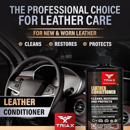 TRIAX Leather Conditioner Cleans, Restores, and Protects Vehicles, Clothing, and Furniture (12 Ounce)