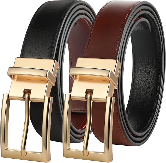Lavemi Mens Belt Reversible 100% Italian Leather Dress Casual,One Reverse for 2 Colors,Trim to Fit