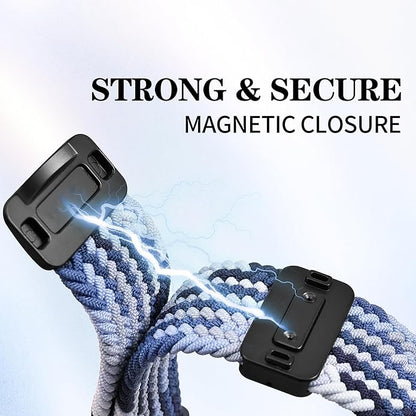 20mm Magnetic Braided Nylon Band Compatible With Garmin Vivoactive 6/Vivoactive 5/3/3 Music Watch Bands, Quick Release Stretchy Strap Replacement for Venu Sq 2/Forerunner 55/165/245/645