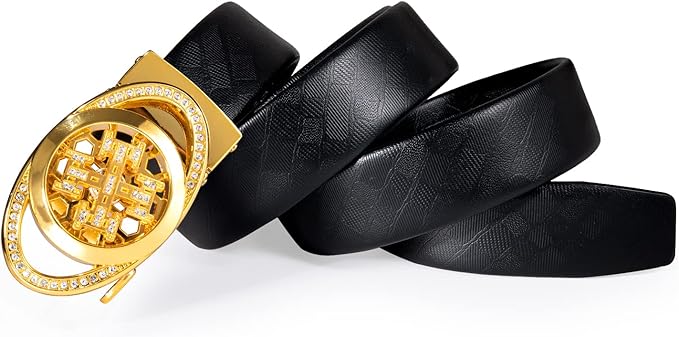 Dubulle Designer Mens Belts, Sliding Automatic Buckle Ratchet Dress Belt TOP Genuine Leather Strap Gifts