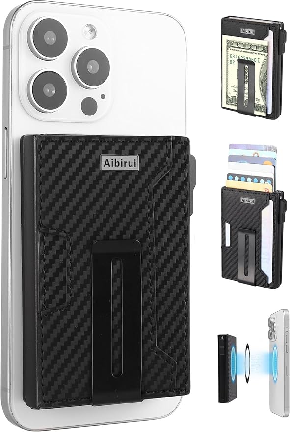 Ridge Wallets for Men,Magnetic Wallet for iPhone 17/16/15/14/13/12 Series,Magsafe Wallet with Money Clip,Card Holder,Holds 8 Cards & Bills,Ridge Wallet by Aluminum &Microfiber Leather