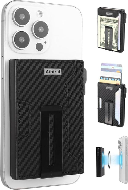 Ridge Wallets for Men,Magnetic Wallet for iPhone 17/16/15/14/13/12 Series,Magsafe Wallet with Money Clip,Card Holder,Holds 8 Cards & Bills,Ridge Wallet by Aluminum &Microfiber Leather