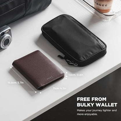 VULKIT Slim Minimalist Passport Wallet RFID Blocking Passport Holder for Travel, Leather Travel Wallet for Men Women, Magnetic Closure