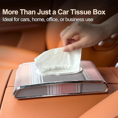 Universal Tissue Holder for Car Interior, Flat Tissue Box Holder, Kleenex & Napkin Organizer, Car Accessories for Women & Men, Center Console, Armrest & Back Seat, Travel Essentials (Flat)