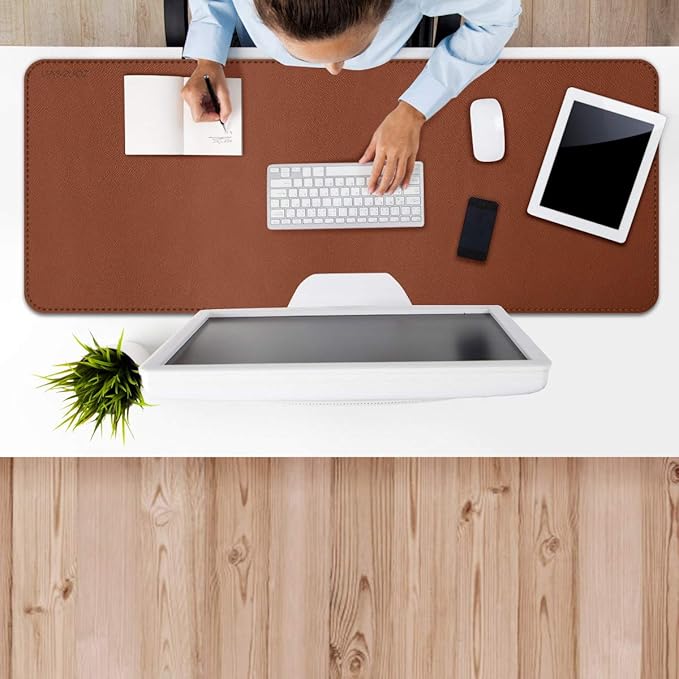 ZORESYN Mouse Pads (47.2" x 23.6") - PU Leather Extended Large Gaming Mousepad Desk Mat - Nonslip Base and Waterproof Desktop Keyboard Extended Mouse Mat (Light Brown, 3X-Large)
