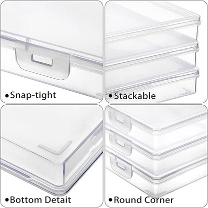 BTSKY Clear Plastic Storage Box with Flap Lid, Multipurpose Craft Organizers and Storage Box Art Supply Storage Organizer Plastic Sewing Box for Beads Pencils Sticky Notes, 4 Pack Medium Small