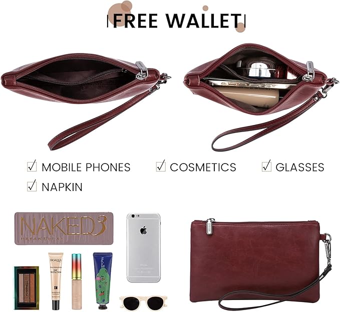 LOVEVOOK Laptop Tote Bag for Women, 15.6 Inch Large Capacity Vintage Leather Work Computer Bag, Business Casual Shoulder Handbag, Wine Red
