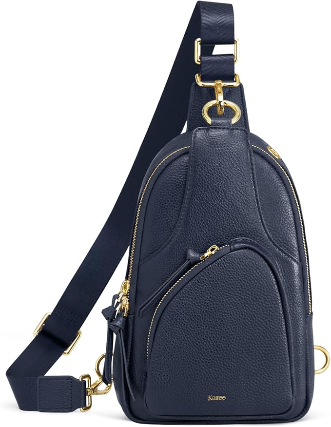 Kattee Sling Bag for Women, Leather Fanny Packs Crossbody Purse, Small Chest Bag with RFID Blocking, Blue