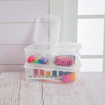 Sterilite 12-Pack FlipTop Stackable Square Small Storage Bin with Hinging Lid, Clear