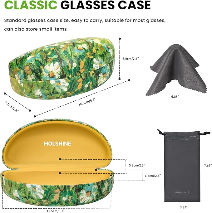 molshine Hard Shell Sunglasses Case,Large Glasses Case for Women Men Oversized Sunglass Eyeglasses