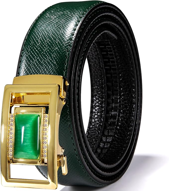 Dubulle Designer Mens Belts, Sliding Automatic Buckle Ratchet Dress Belt TOP Genuine Leather Strap Gifts