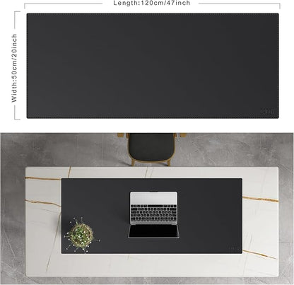 Cacoy Large Desk Pad 48" x 20", Extended Leather Desk Mat Protector, Desk matt for Desktop, Large Gaming Computer Mouse Pad, Office Desk Cover Mat, Waterproof Desk Blotter for Office and Home (Black)