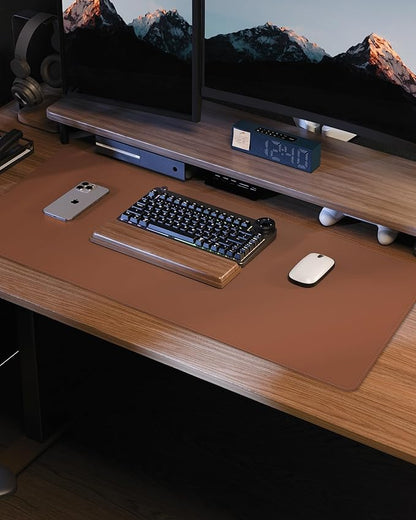 Desk Pad PU Leather Large Mouse Pad Laptop Computer Desk Mat Table Blotter Desktop Waterproof Non-Slip Protector for Office and Home (Maroon, 90x43cm)